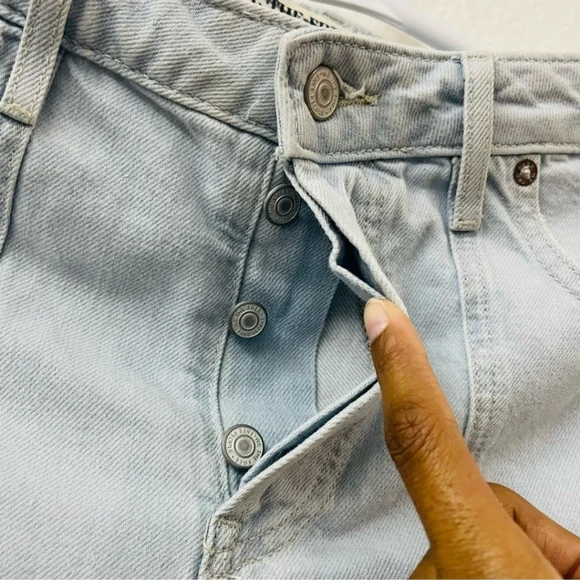 Free People | Denim Blue Jean Light We The Free Beginner's Luck Slouch Shorts - Picture 7 of 11